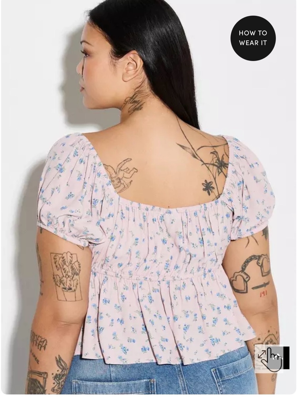 torrid Pink Floral Puff-Sleeve Peplum Top